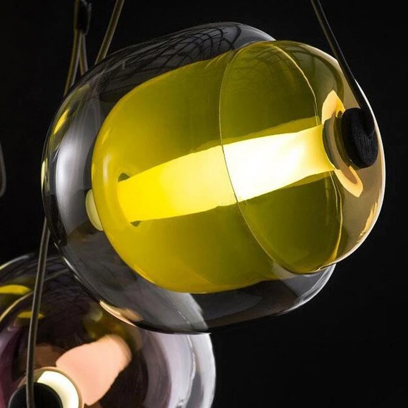 Круглый стеклянный подвесной светильник светодиодный на базе абажур для