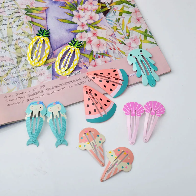 6 шт./компл. Красочные Симпатичные Фрукты бабочка BB для девочки с принтом