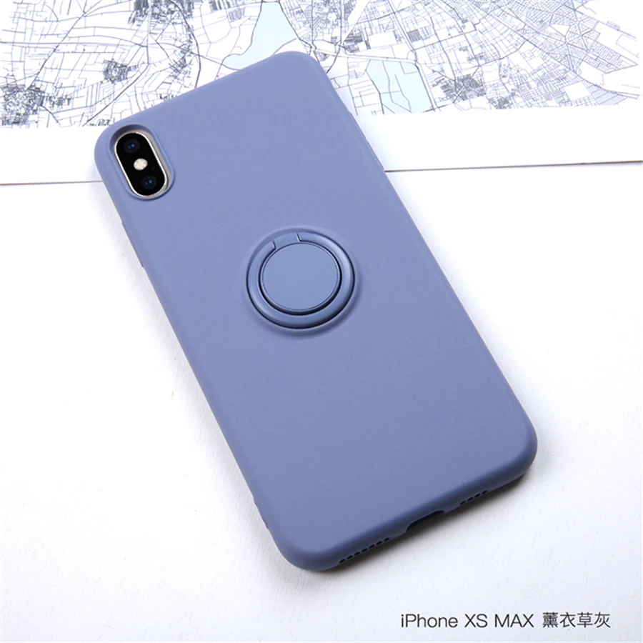 Магнитный держатель кольца для телефона для iPhone XS MAX XR X 8 7 6 6S Plus тонкие Чехлы вращение на 360 градусов Автомобильный держатель Крышка - Цвет: Светло-Серый