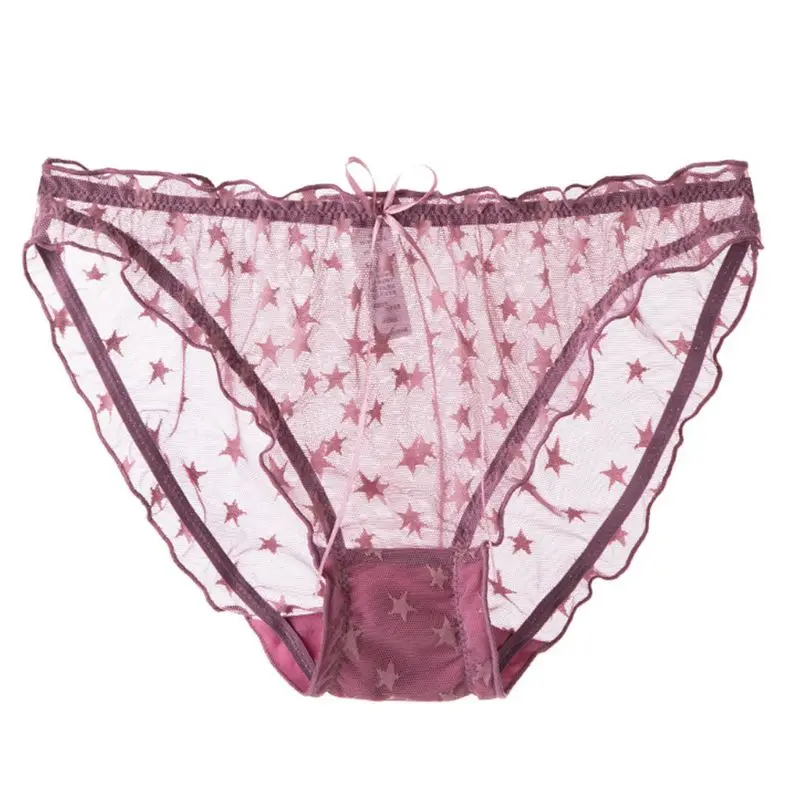 

Японские Женские сексуальные прозрачные сетчатые трусики, Симпатичные трусики с низкой посадкой и принтом звезд, нижнее белье, кавайные же...