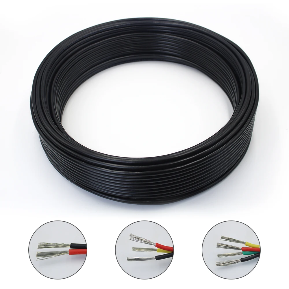 

10 meters flexible silicone cable 2-core 3-core 4-core 0.5mm 0.75mm high temperature 200 degree wirene wire
