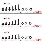 Высококачественные шестигранные болты M3(3 мм), 300 шт., шестигранные плоские головки, болты, гайки, шайба, набор