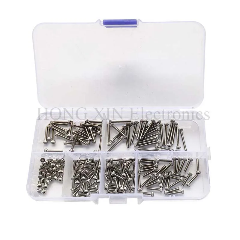

180pcs/set M2 * 4 / 6 / 8 / 10 / 12 / 16mm Hex Socket Head Cap Screw Stainless Steel M2 screw Accessories Kit Sample box