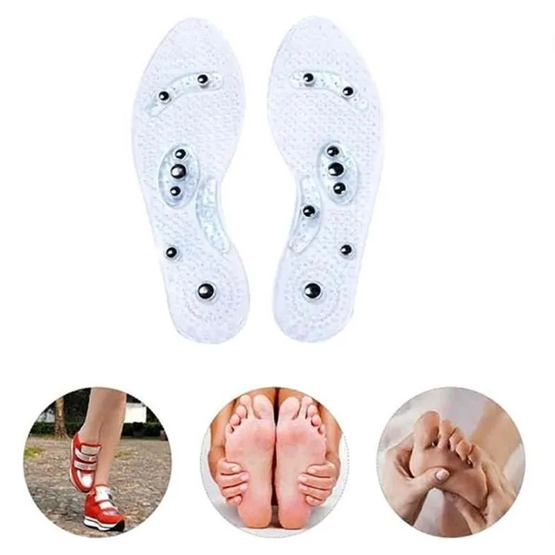 

1 Pair Men Women Massage Insoles Transparent Silicone Massager Foot Relax Magnetic Shoe Gel Pad Feet Cushion Health Insole W2V1