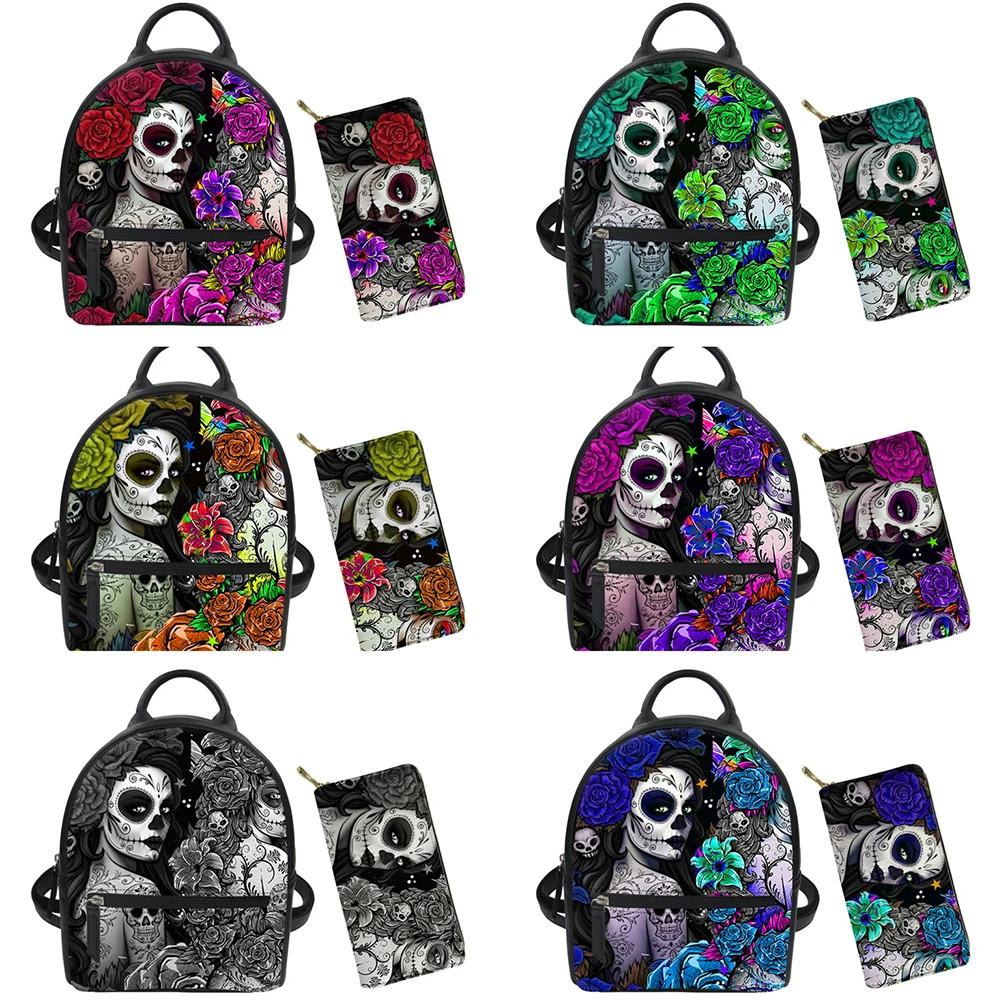 

FORUDESIGNS Luxury Designer Bags 2Pcs For Ladies Females Gothic Girl Brand Design Travel Hot Selling Kid Shoulder Bags Wallet