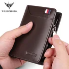 Короткий кошелек WILLIAMPOLO из натуральной кожи для мужчин, повседневный многофункциональный бумажник для карт, кредитных карт, с молнией и пряжкой