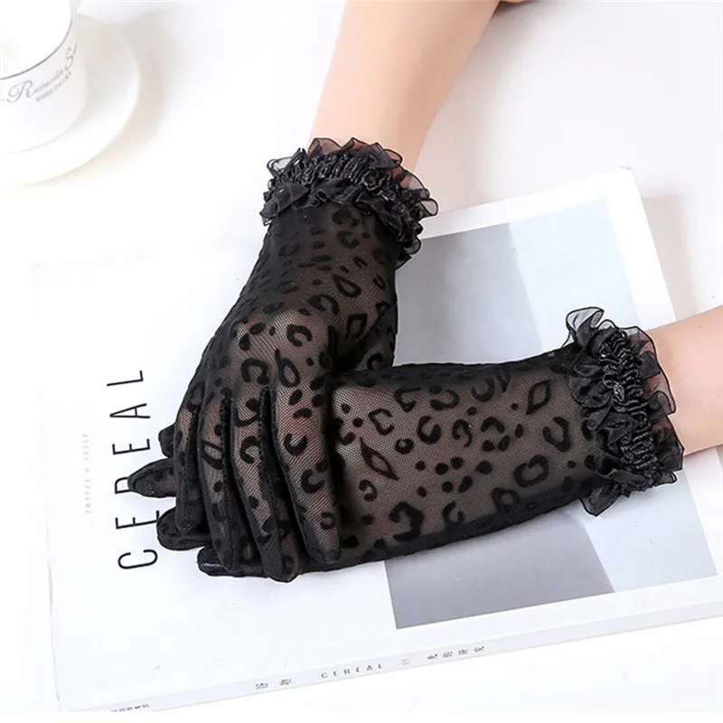 

Female Sexy Leopard Print Outdoor Sunscreen Lace Gloves