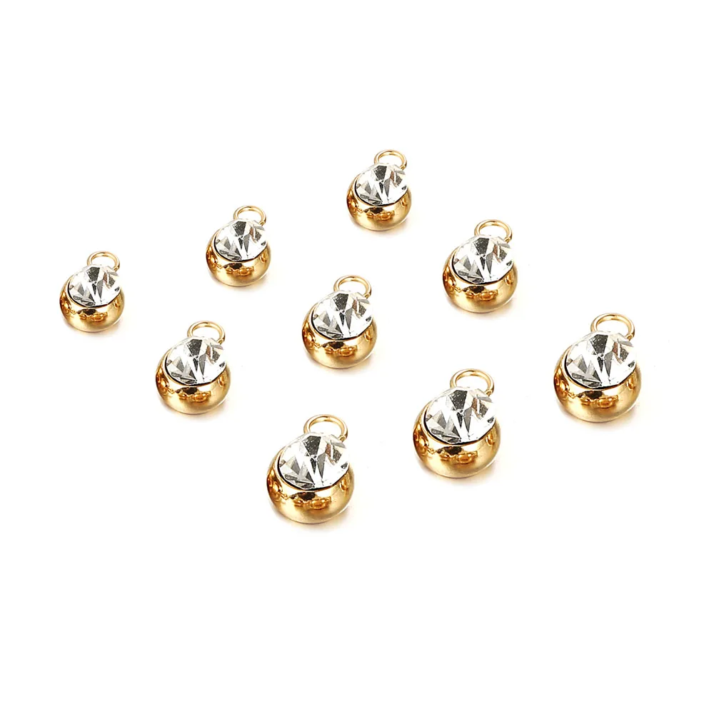 20 шт./лот золотой цвет очаровательыне нержавеющие блестящий Круглый Хрустальные