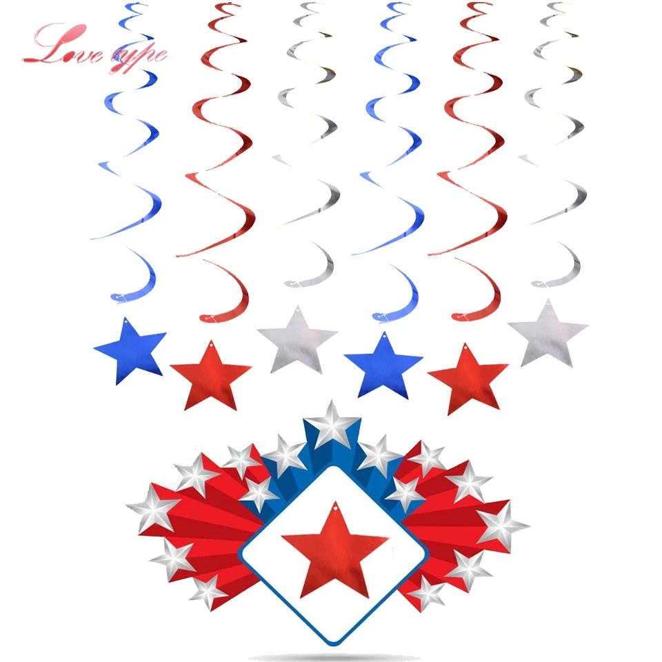 6 шт./лот потолочные Висячие вихревые украшения для Дня независимости детей на
