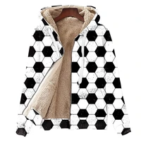 thermal mens football print winter jacket oversize fall fleece black white plaid clothes streetwear womens heating velvet coat