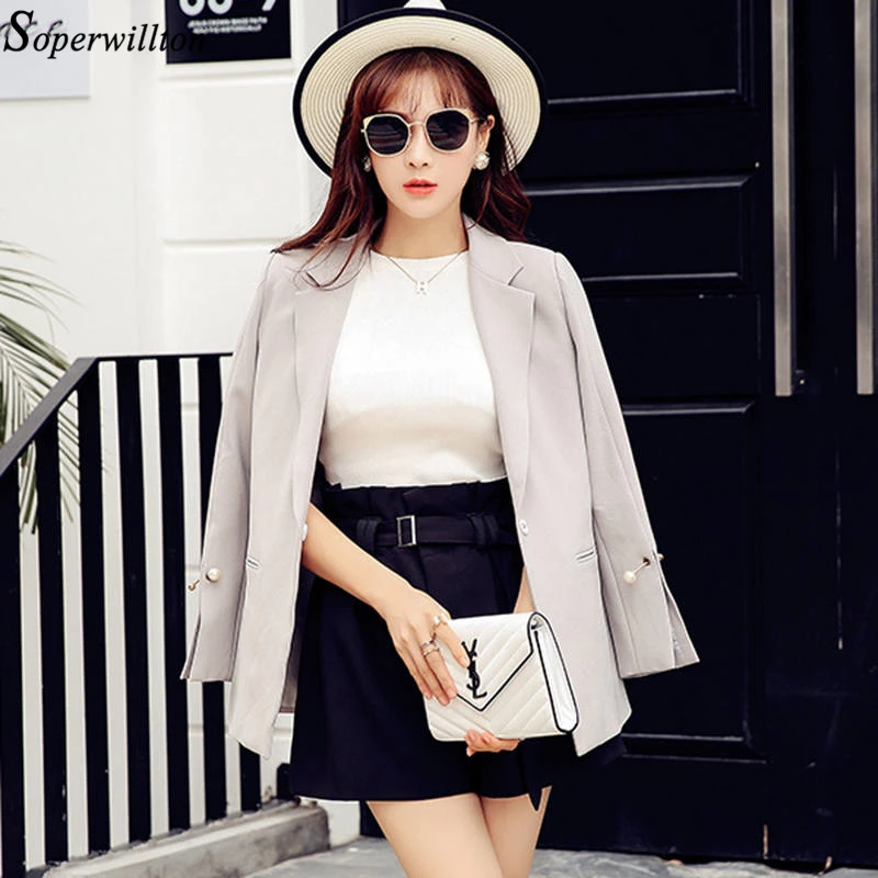 2018 пиджак для весны и осени Женский блейзер короткий приталенный Блейзер с