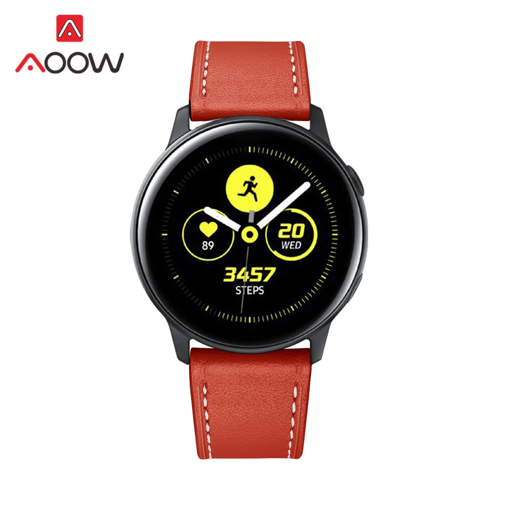 20 мм ремешок из натуральной кожи для samsung Galaxy Watch Active 42 мм gear S2 huawei Garmin vivoactive Amazfit BIP Молодежный браслет