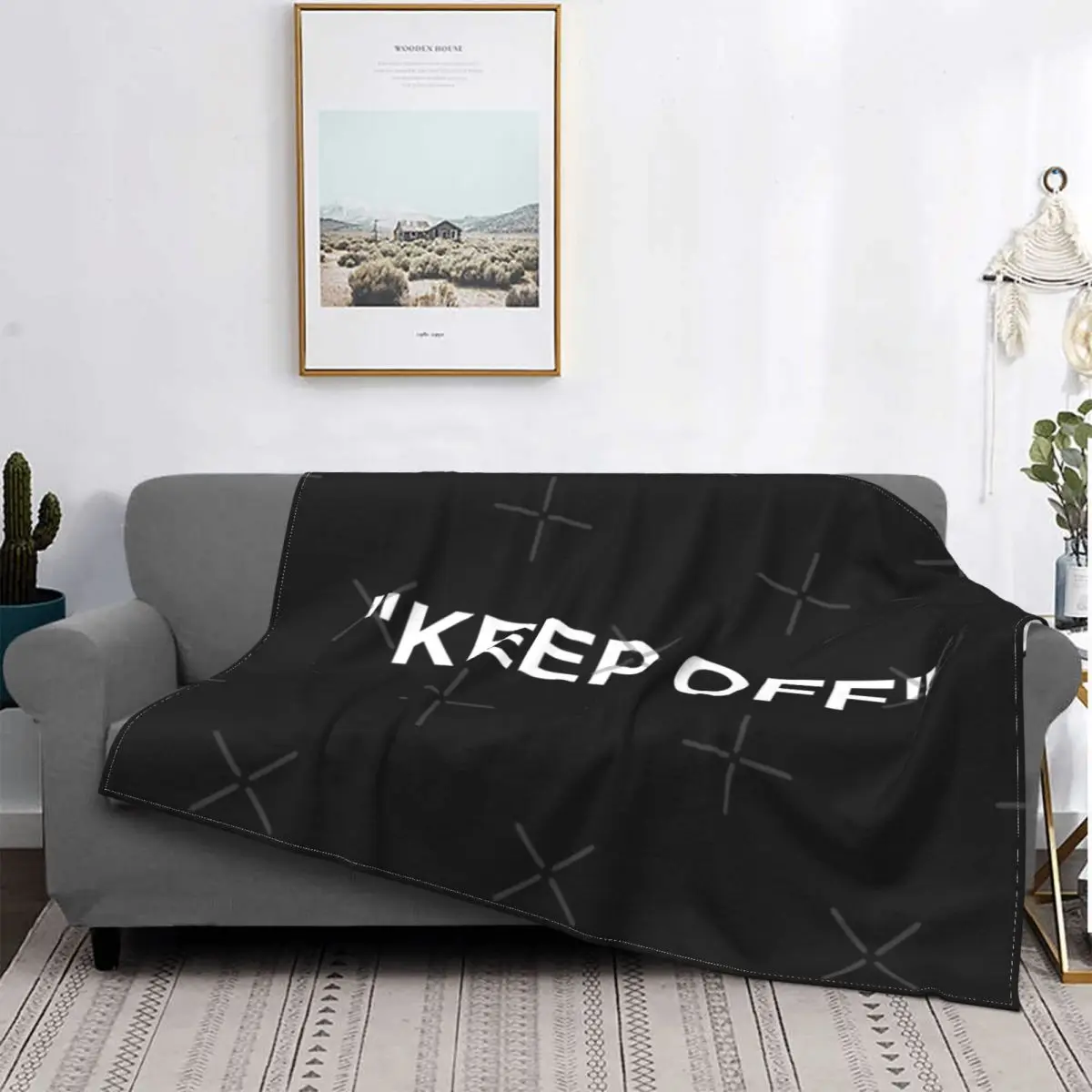 

Keep Off Logo-manta blanca a cuadros, colcha para cama, sofa, manta a cuadros, toalla de playa de lujo