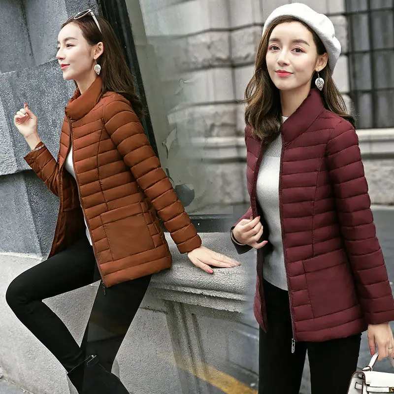 Женское тонкое пальто с хлопковым подкладом короткий пуховик большого размера