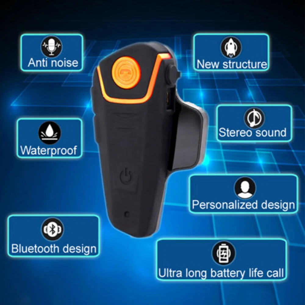 Мотоциклетные наушники 50 м стерео для шлема с микрофоном Bluetooth V4.1 + EDR