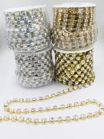 10yardsroll ss6 ss382 0mm 9 0mm crystal ab color gold base beads stones cup chain for jewelry diy making accessories