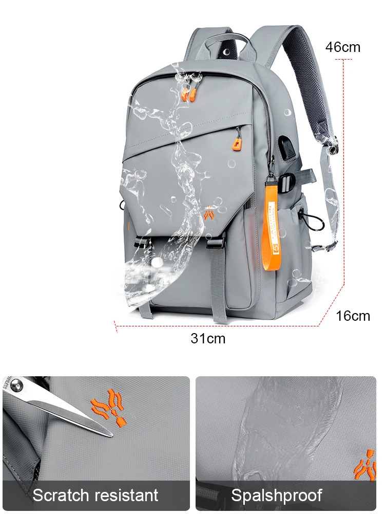 casual 15 6 inch laptop backpack for men splashproof oxford usb charge male mochila 27l school fashiontravel anti theft bags free global shipping