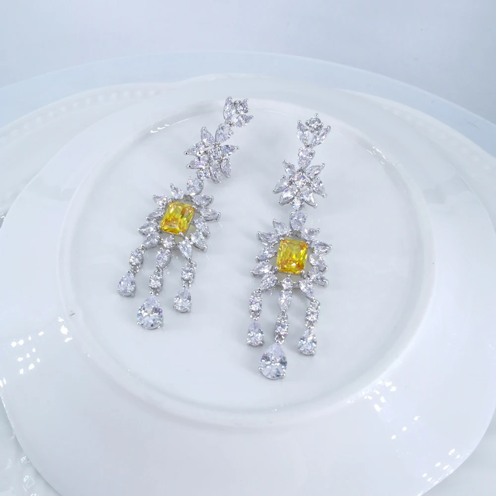 2021 новые модные роскошные элегантные желтый цветок кубического циркония