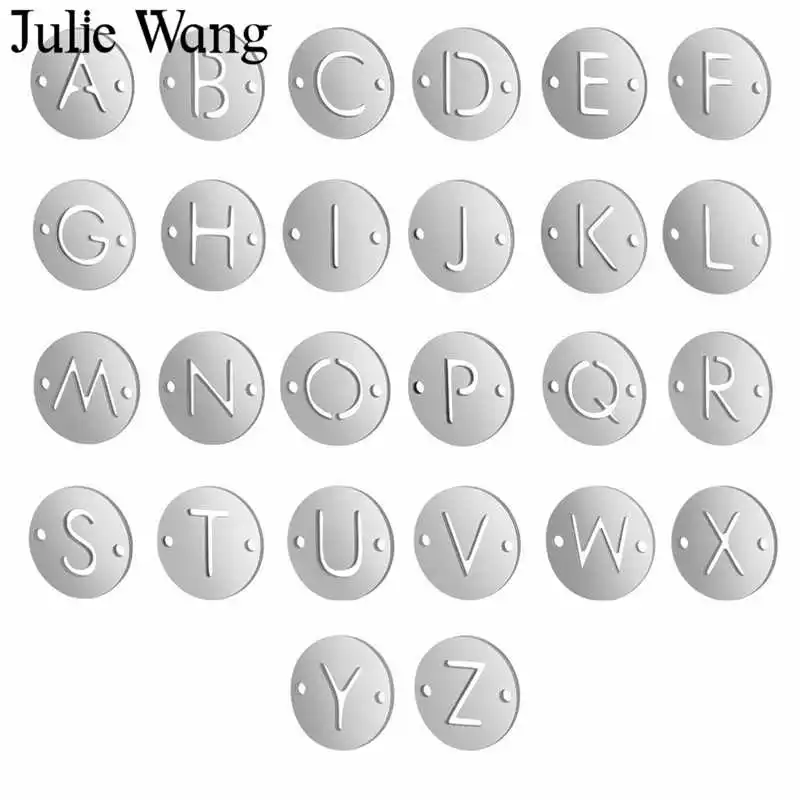 Julie Wang 26 шт. A Z полые буквы соединители из нержавеющей стали алфавиты модное
