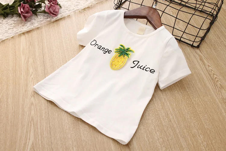 2020 летние комплекты одежды для девочек Милая Корейская футболка + юбка с вышивкой