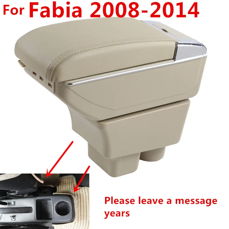 For Skoda Fabia 2008-2014Armrest Box Car Center Storage With Cup Holder Arm Rest Rotatable Car-styling Interior Accessories | Автомобили и