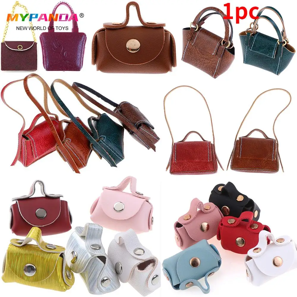 

Lady Leather Plastic Shoulder Bag Fashion Purse Cloth Handbag Clothes Dress Dollhouse Accessories for Doll House Girl Toys