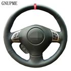 Черный из искусственной кожи чехол рулевого колеса автомобиля красный маркер для Subaru Impreza 2008-2011 Forester 2008-2012 Legacy 2008-2010