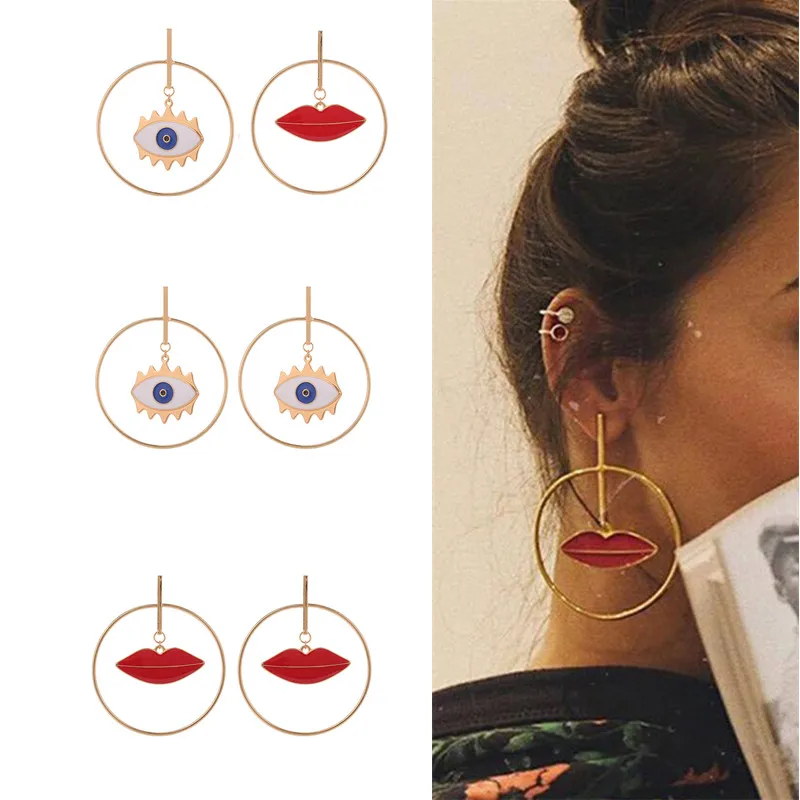 2019 модные уличные стильные асимметричные для губ сглаза шарм Золотая петля