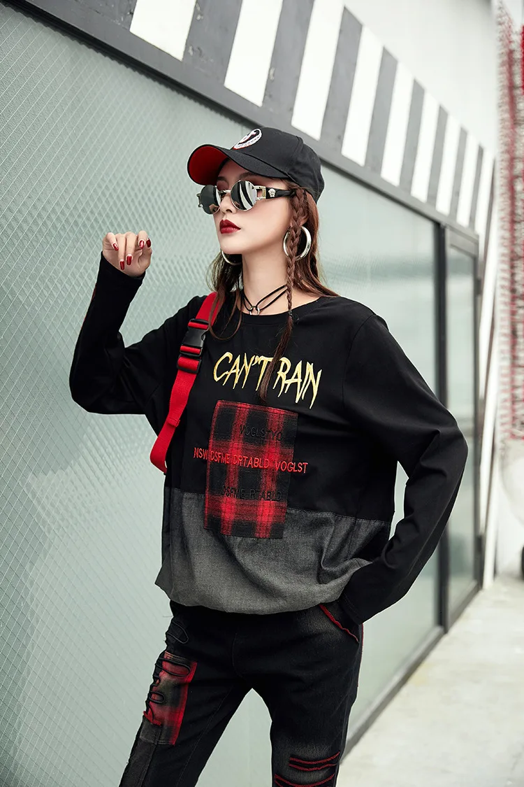 Max LuLu Роскошные корейские Harajuku Брендовые женские весенние кроп-топы, женские джинсовые клетчатые футболки, хлопковые повседневные женские винтажные футболки
