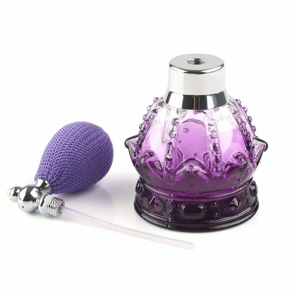 

80ml Vintage Crystal Perfume Bottle purple Spray Atomizer Refillable Glass Gift