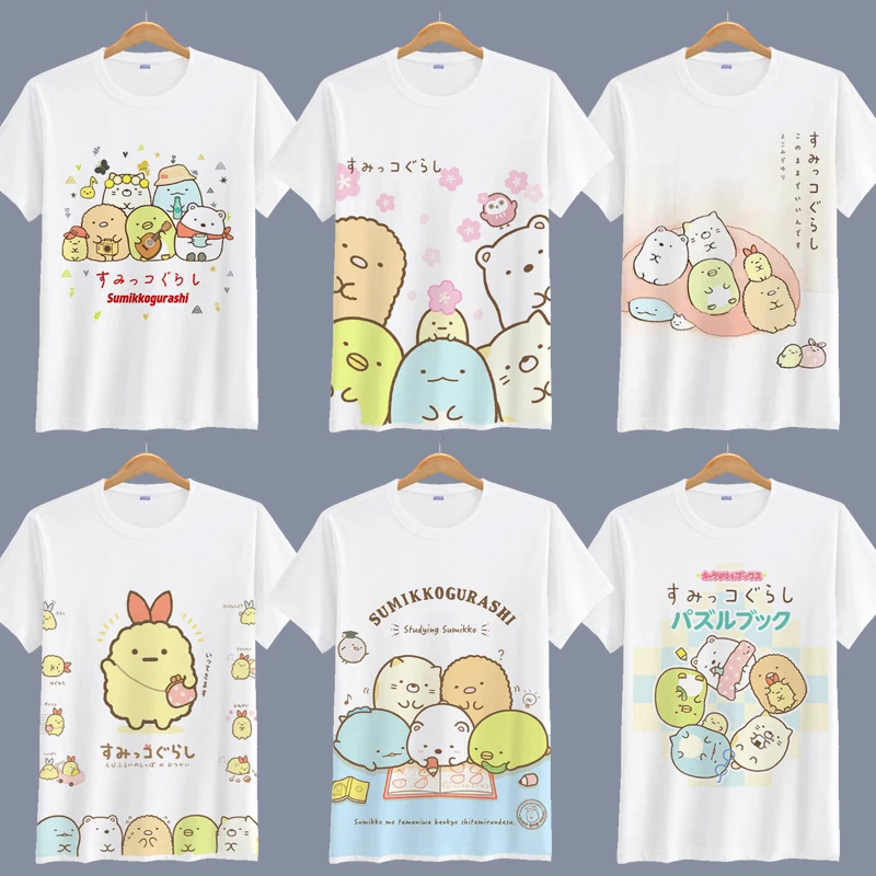 Новый аниме Sumikko Gurashi хлопковые футболки для мальчиков и девочек с рисунками