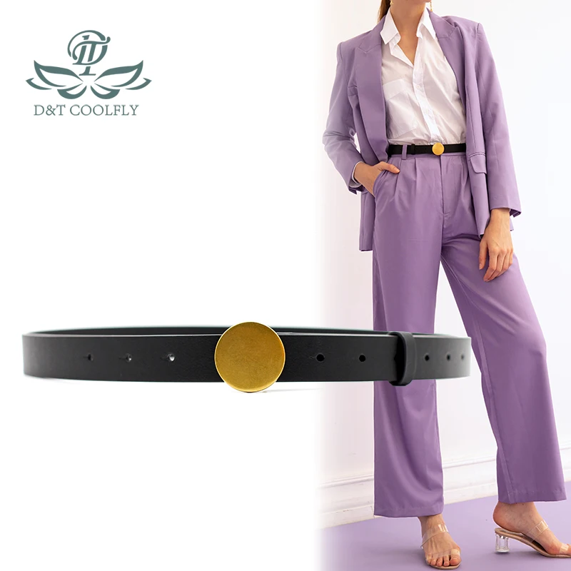 ZLY 2021 New Fashion Belt Women Slender Type Cowskin Leather Material Quality Elegant Circle Metal Buckle Waistband Luxury Belt