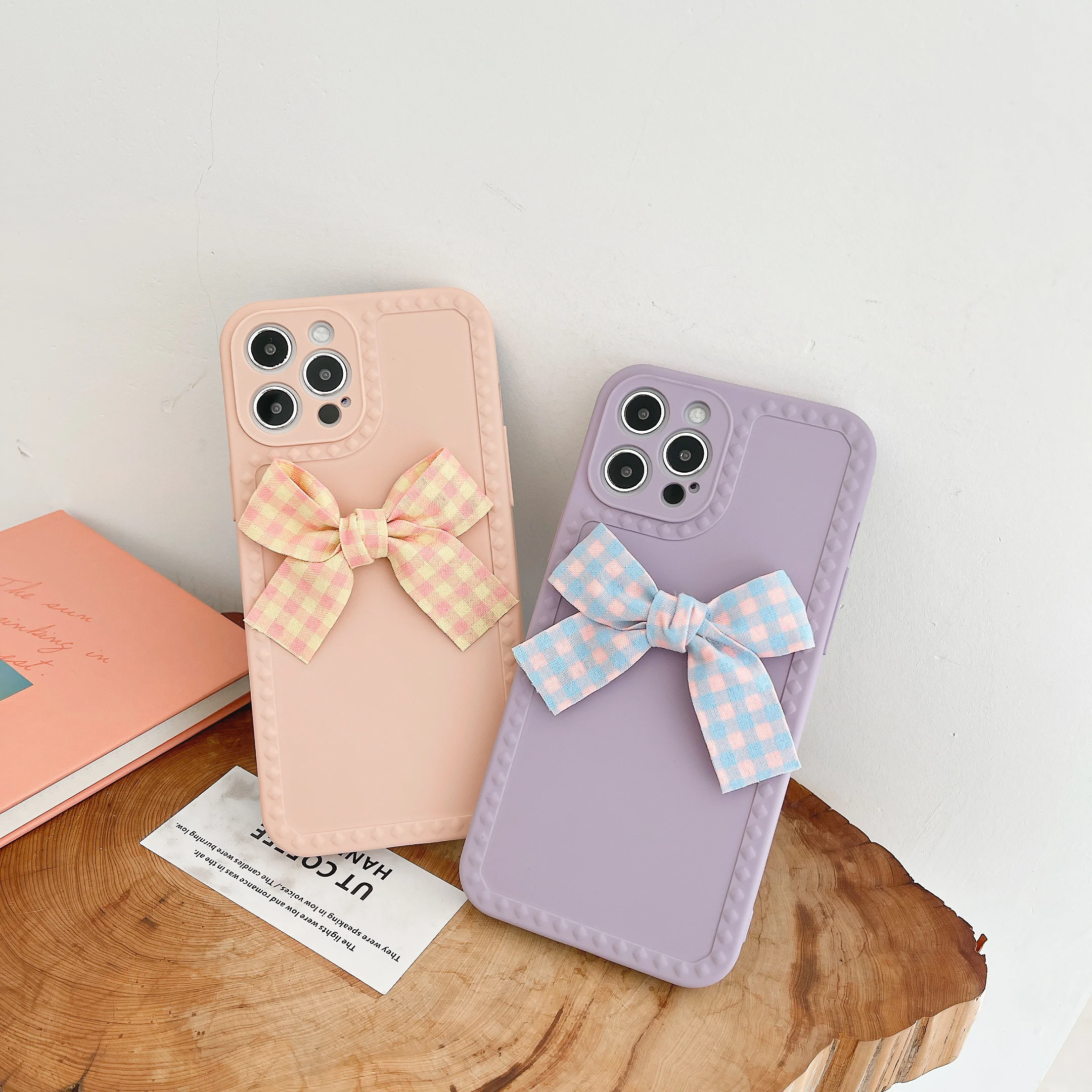 

Silicone lattice bowknot suitable for iphone 12 pro mobile phone case 11 7 8 plus X XS Max Xr mini protective case