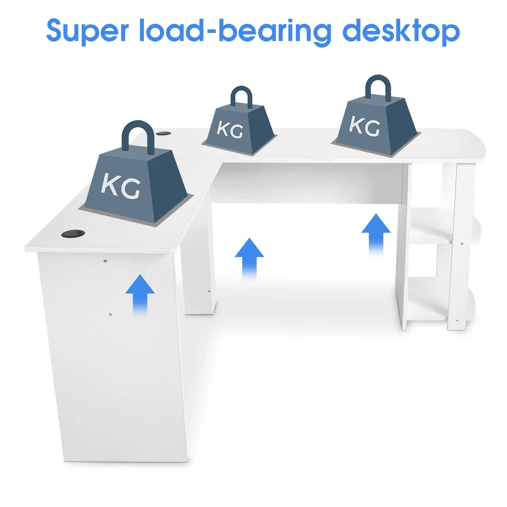 

Utility Wooden Computer Desk Workstation L-Shaped Study Writing Desk Computer PC Laptop Table Workstation Dining Gaming Table