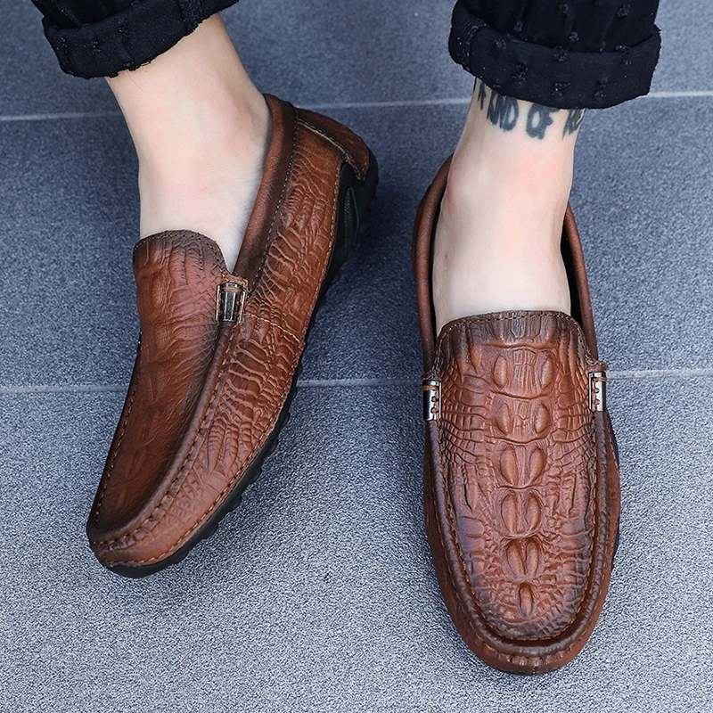 

Handmade Leather Men Shoes Casual Sneakers Slip On Loafers Men Driving Soft Leather Shoes Men's Hot Sale Zapatillas Hombre 2021