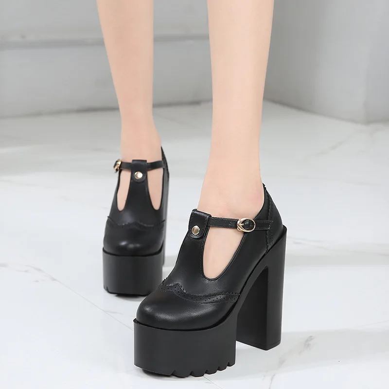 Женские туфли-лодочки на высоком квадратном каблуке 14 см | Обувь