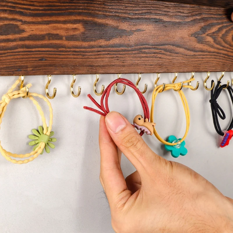 

Jewelry Organizer Wall Mounted Set of 3, Wood Hanging Jewelry Organizers, Necklace Holder,Bracelets Hook Rings Racks