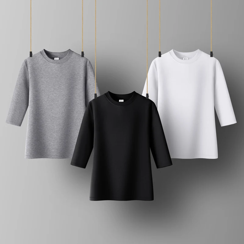 

Freeshipping Women Cotton T-shirt High Collar Solid color Lady Tees Half Sleeve Women's clothings All match Female T-shirts