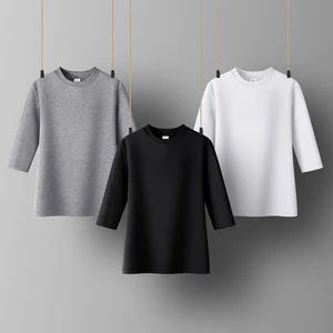 Женская хлопковая футболка, с высоким воротником и полурукавами