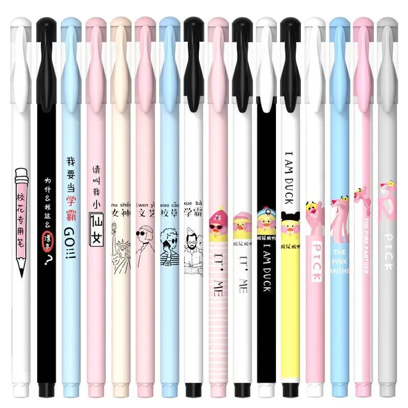 LOLO Kawaii Pink Leopard Goose Erasable Gel Pen School Office Supplies Stationery Gift Blue Black Ink Random |