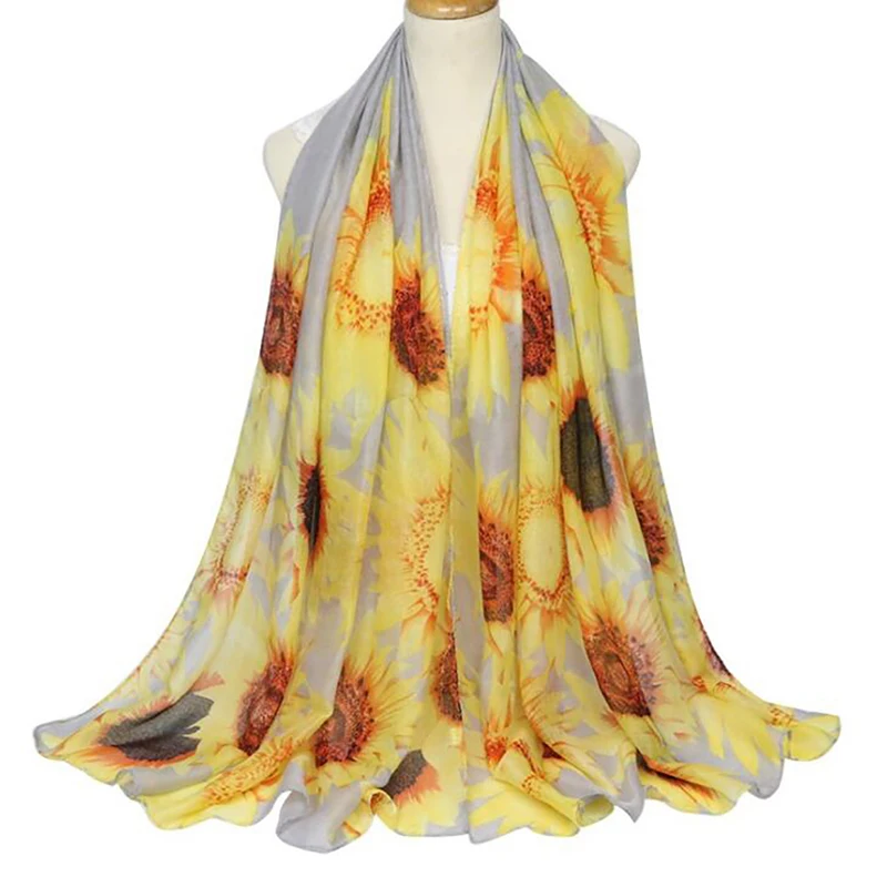 

Fashion Shawl Scarf For Women Print Sun Flower Scarfs Female 180cm*90cm Luxury Brand Square Shawls Scarves For Ladies Hijab