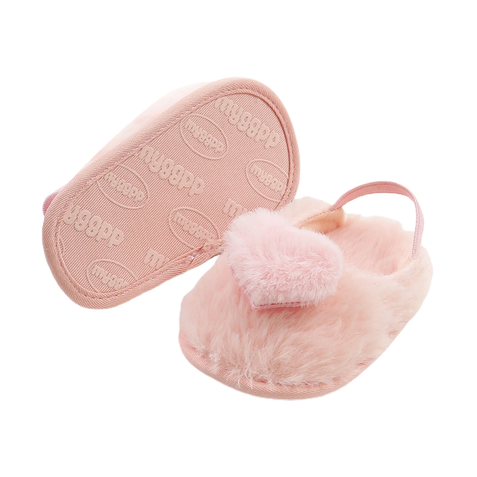 

Infant Baby Girls Sandals Lovely Faux Fur Flats Slides with Elastic Strap Anti-slip Newborn Prewalker Shoes