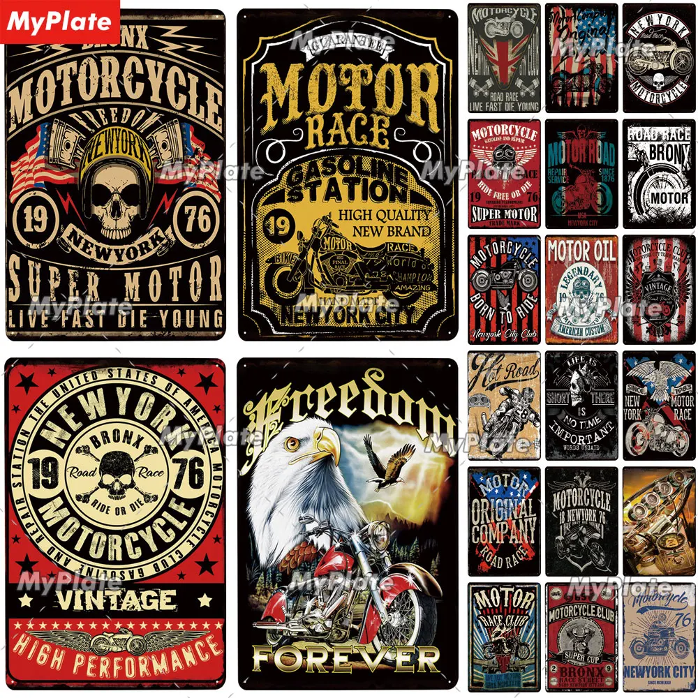 Мотоцикл металлический знак Винтаж Жестяная Табличка с надписью Настенный декор