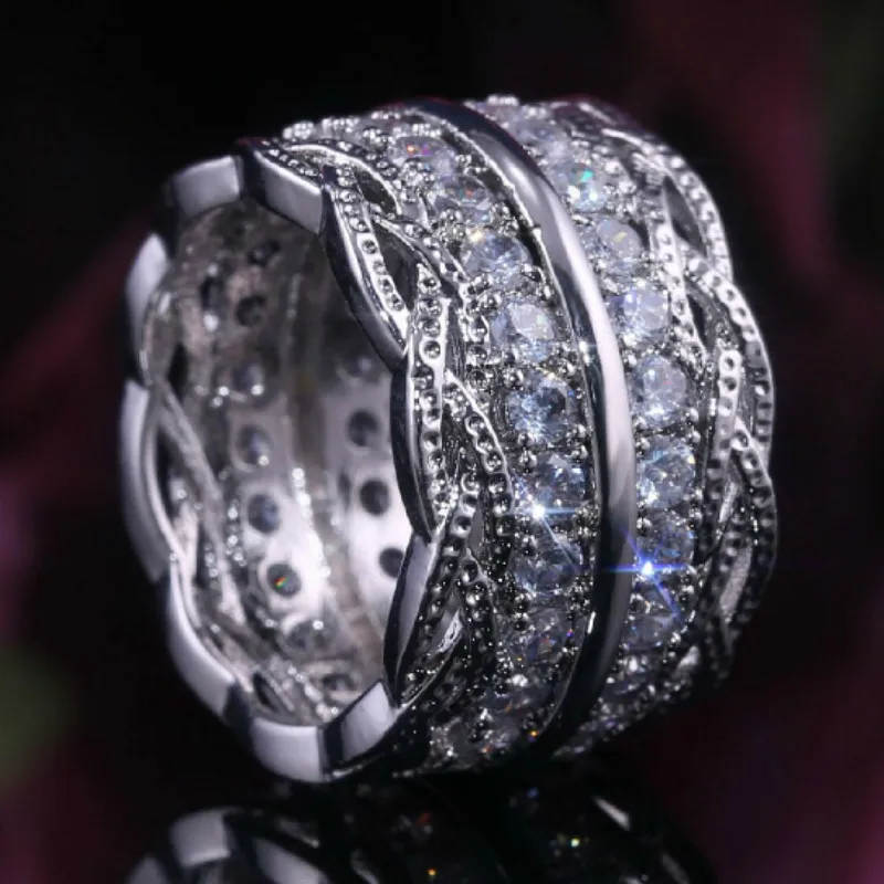 Visisap модные суда винтажный стиль шнуровка микро инкрустация циркон обручальные