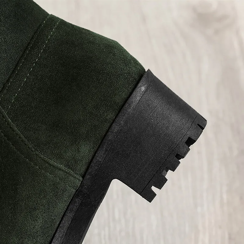 

2019 New fashion Women Boots Winter Outdoor Keep Warm Fur Boots Women's Snow Boots mid Heel Solid color Round Head Short Boot