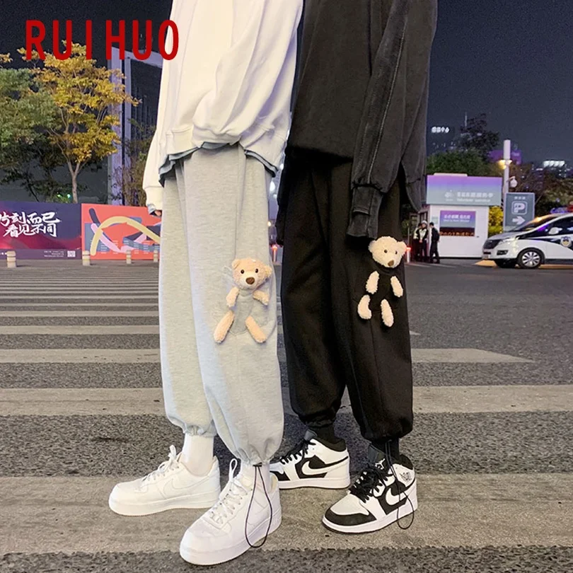 

RUIHUO 2021 New Casual Pants Men Trousers Joggers Pants Men Sweatpants Hip Hop Streetwear Male Plus Size M-2XL