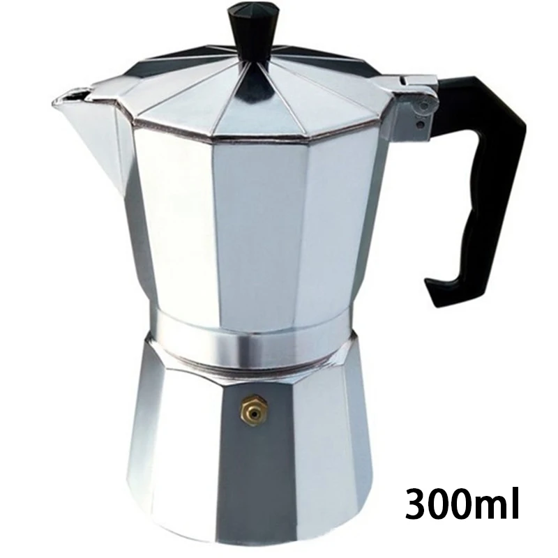 300ml Практичный Moka Кофе горшок Алюминий Кофе производитель прочный Moka Cafeteira Кофеварка горшок 50/100/150/300/450/600 мл - Цвет: 300ml