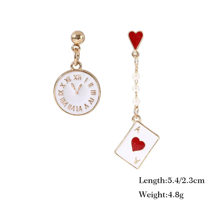 Round Korean Earing Playing Cards Dangle Enamel Time Drop Earrings for Women Girls Gift Fashion Jewelry Berloque mujer moda 2020 | Украшения