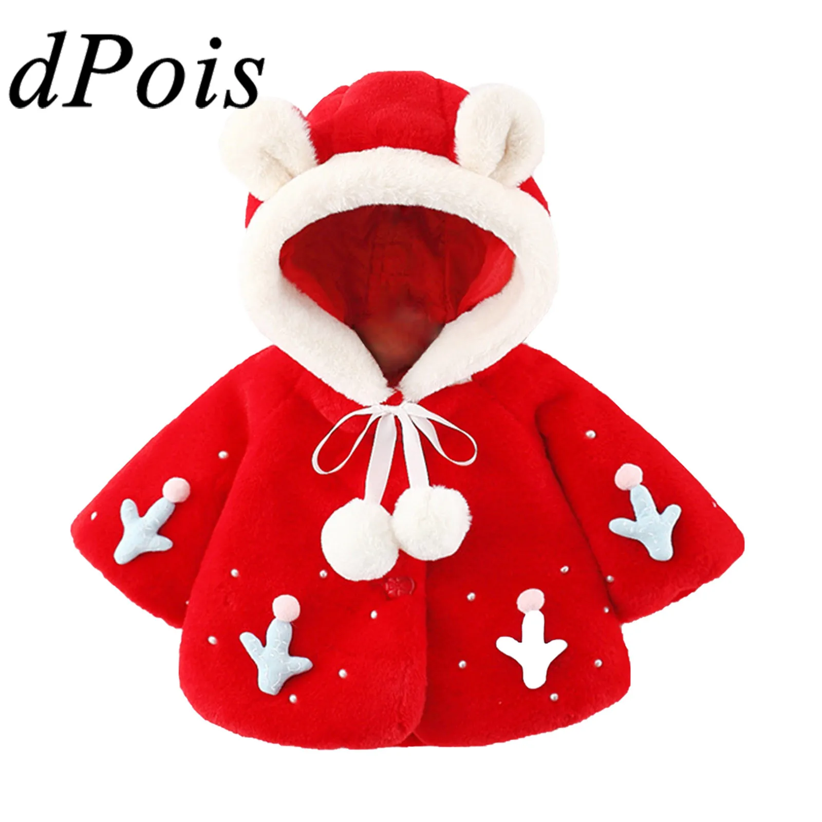 

Детское Фланелевое платье-болеро с капюшоном для девочек, накидка для крещения и причастия, кардиган с рождественскими цветами для девочек,...