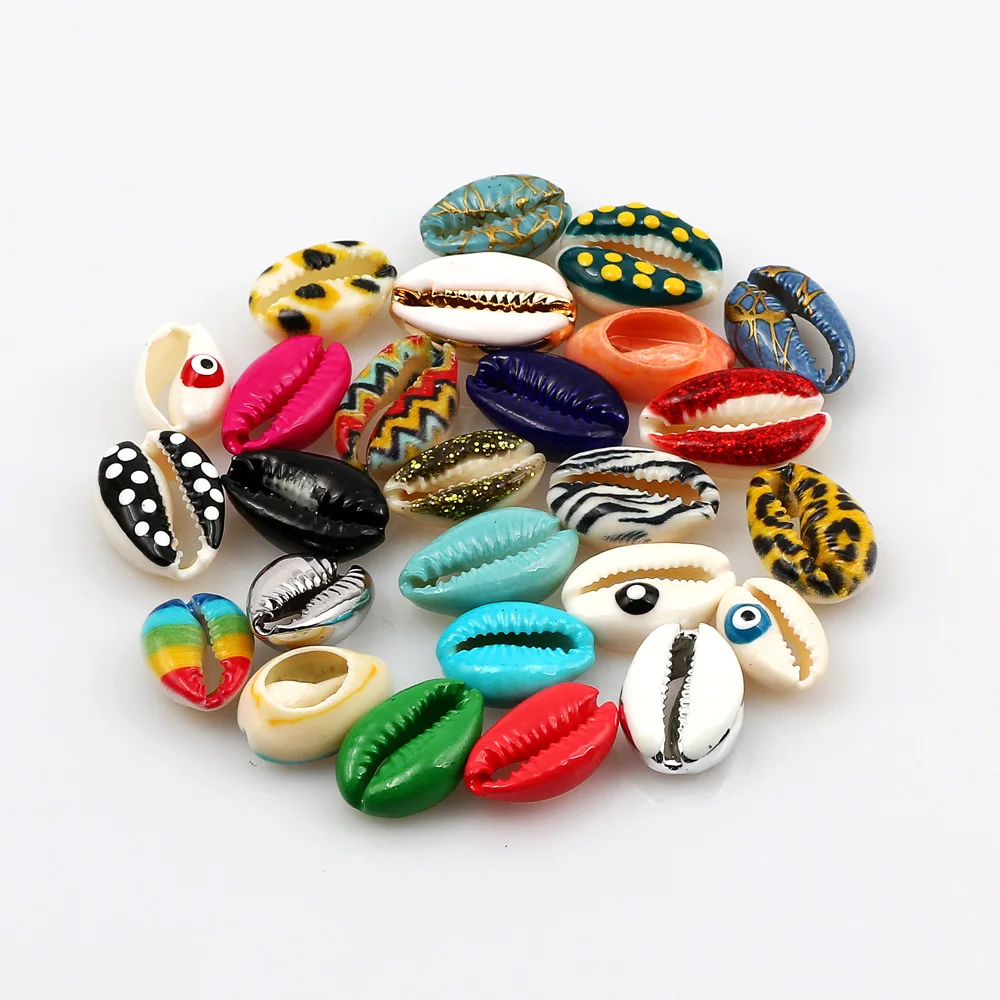 10 шт. ракушки из натуральных морских ракушек с цветочным принтом декоративные